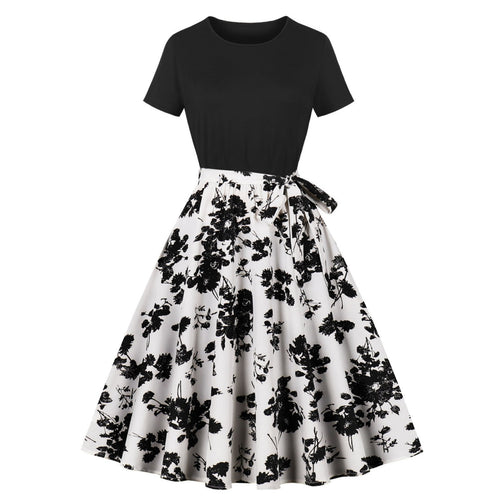 Damen Elegantes Spitzen-Kleid mit kontrastierendem Oberteil und fließendem Rock R&B