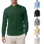 Herren Elegantes Langarmhemd mit Stehkragen und Knopfleiste R&B