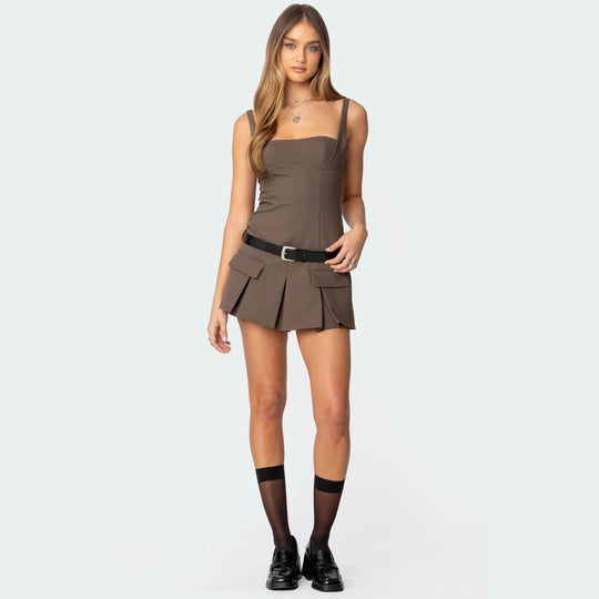 Damen Sportliches Overallkleid mit tiefem Ausschnitt und praktischen Taschen R&B