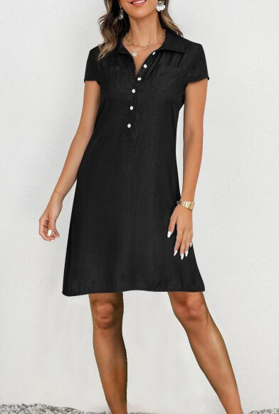 Damen Poloshirt-Kleid mit knöpfigem Ausschnitt und Brusttaschen R&B