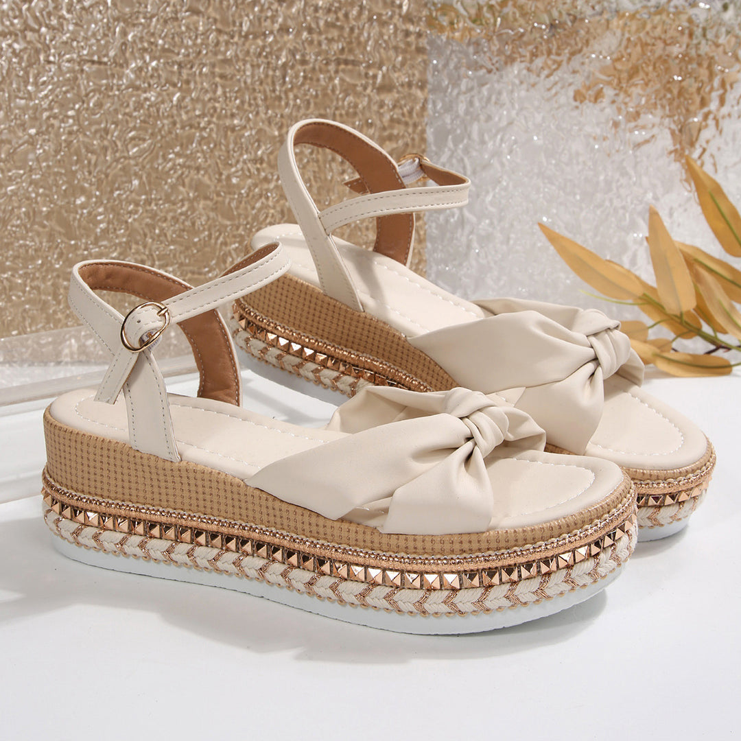 Damen Komfortable Plateau-Sandalen mit Knoten-Detail R&B