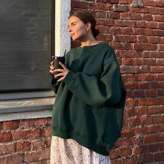 Damen Oversized Sweatshirt im lässigen Stil mit übergroßen Ärmeln und elastischen Bündchen R&B
