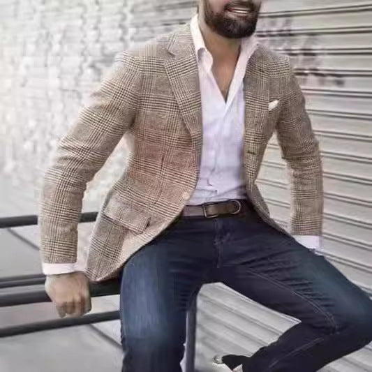 Herren eleganter Leinenblazer mit schmalem Schnitt R&B