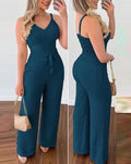 Damen Jumpsuit mit breiten Beinen und Schärpe R&B