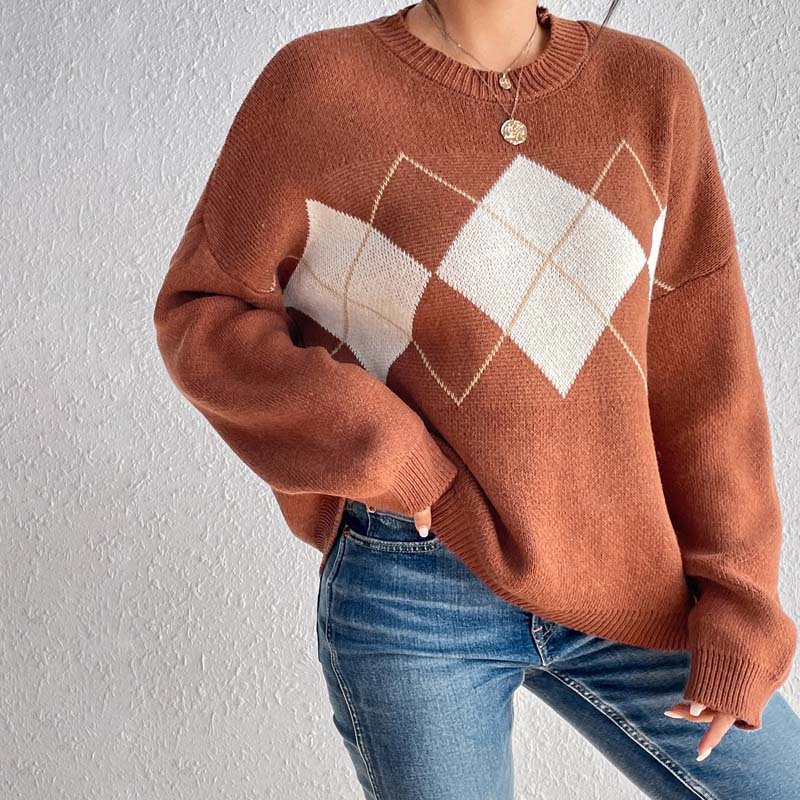 R&B | Geometrischer Strickpullover Mit Farbkontrasten
