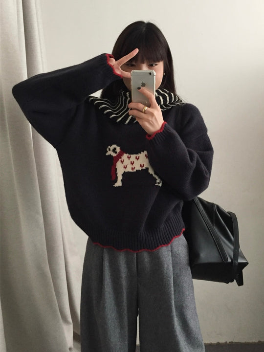 Damen kuscheliger Pullover mit Tiermotiv R&B
