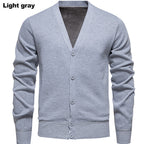 Herren kuschelige Strickjacke mit V-Ausschnitt und Knopfleiste R&B