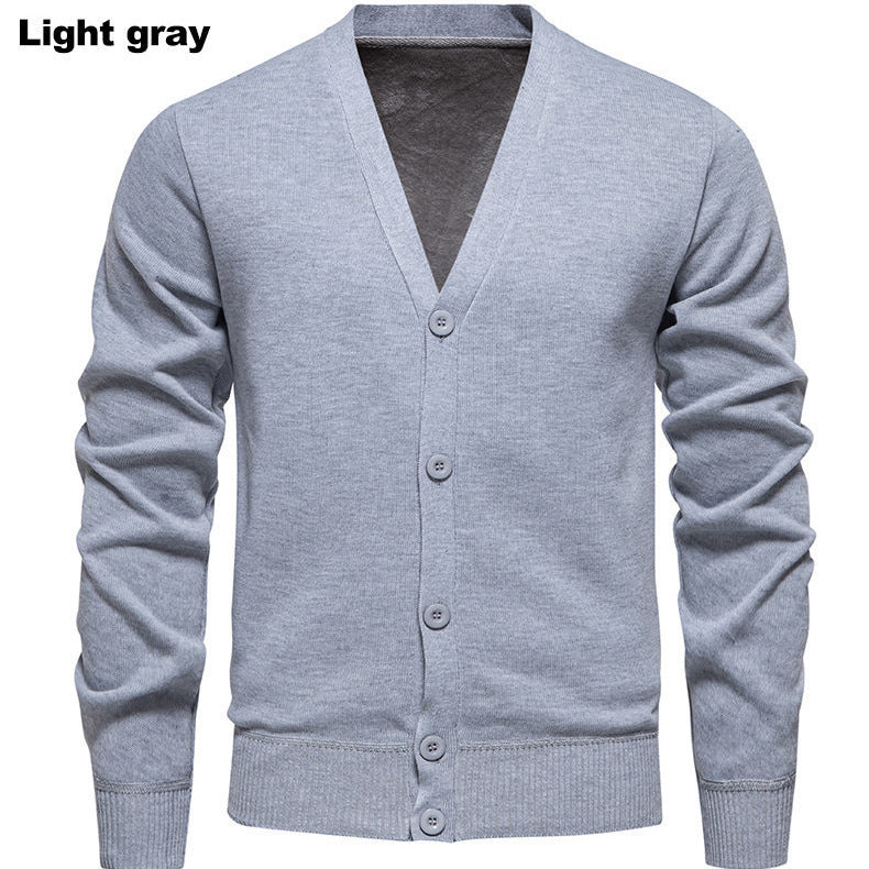 Herren kuschelige Strickjacke mit V-Ausschnitt und Knopfleiste R&B