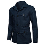 Herren nan Utility-Jacke aus Leinen mit vier aufgesetzten Taschen und taillierter Silhouette R&B