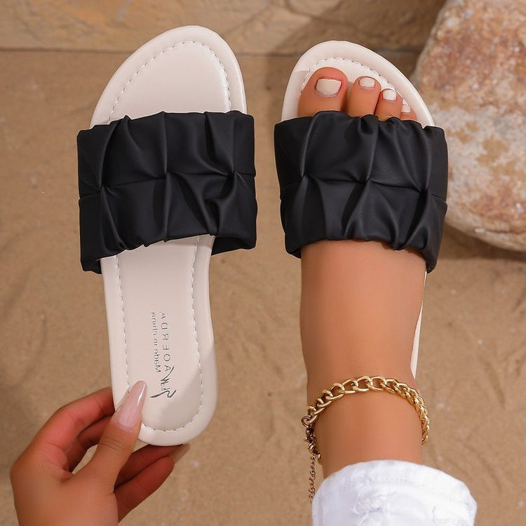 Damen Komfortable Riemchen-Sandalen mit modischem Falten-Design R&B