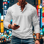 Herren Langarm-Hemd mit knopfbarem Kragen und strukturiertem Design R&B