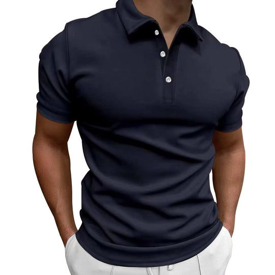 Herren nan schlank geschnittenes Stretch-Poloshirt mit Kentkragen und elastischem Saum R&B