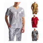 Herren Glänzendes V-Ausschnitt T-Shirt aus hochwertigen Materialien