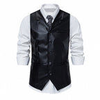 Herren elegante Kunstlederweste