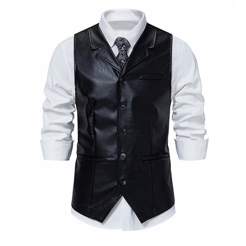 Herren elegante Kunstlederweste R&B