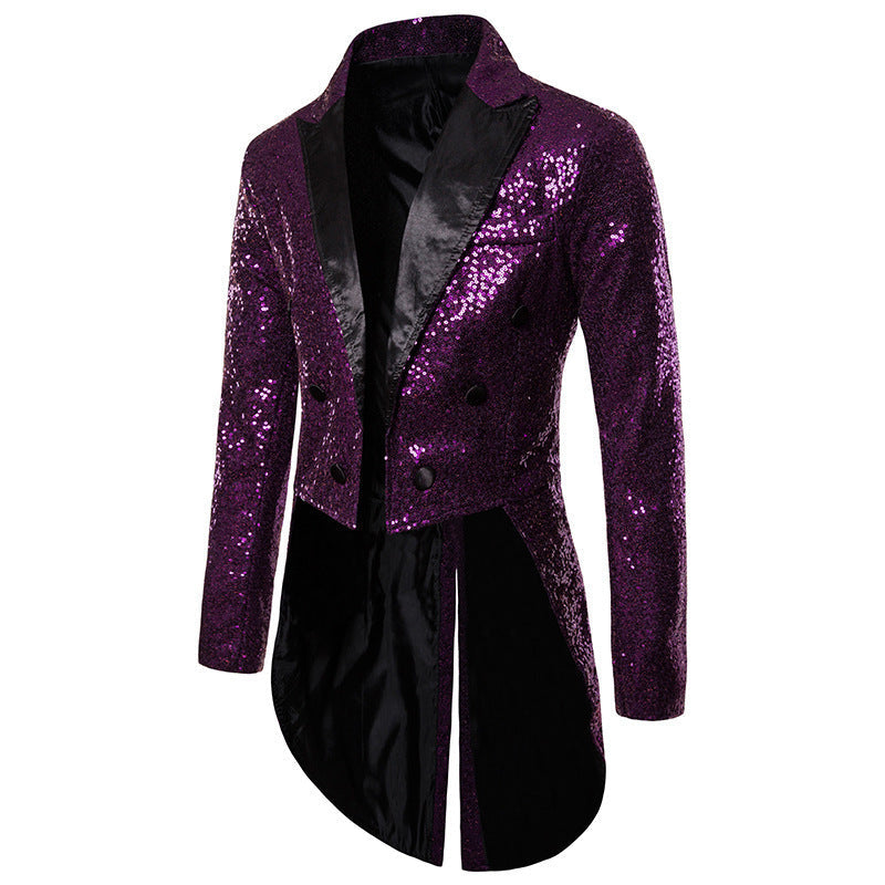 Herren Pailletten Blazer mit elegantem Doppelkinn-Design und extravaganten Details