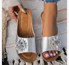 Damen Pantolette mit modischer Perforation und eleganter Blumenapplikation R&B