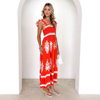 Damen Maxikleid mit verspieltem Rüschendesign und floralem Print R&B