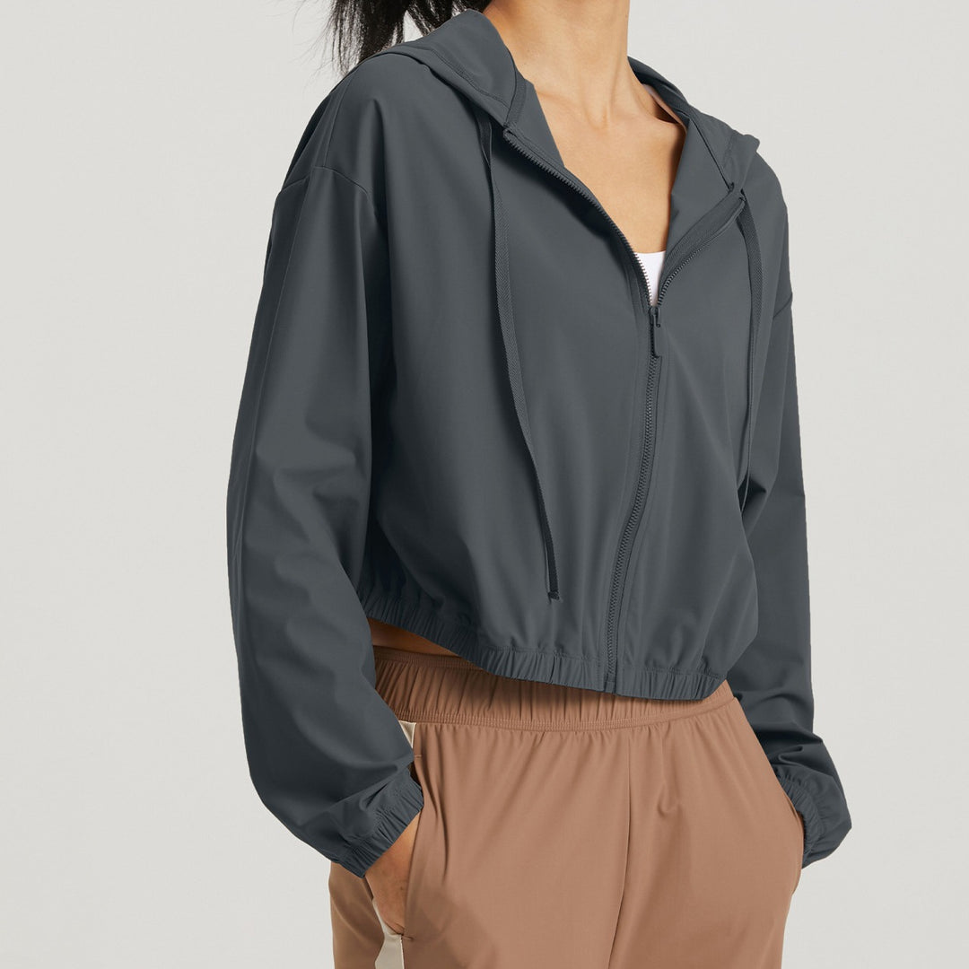 Damen Sportliche Kapuzenjacke mit großzügigem Schnitt und atmungsaktiver Materialkombination R&B