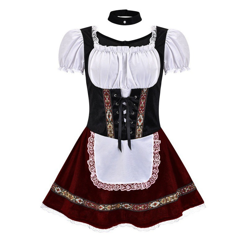 Damen Trachtenkleid mit romantischer Schnürung und dekorativen Rüschen R&B
