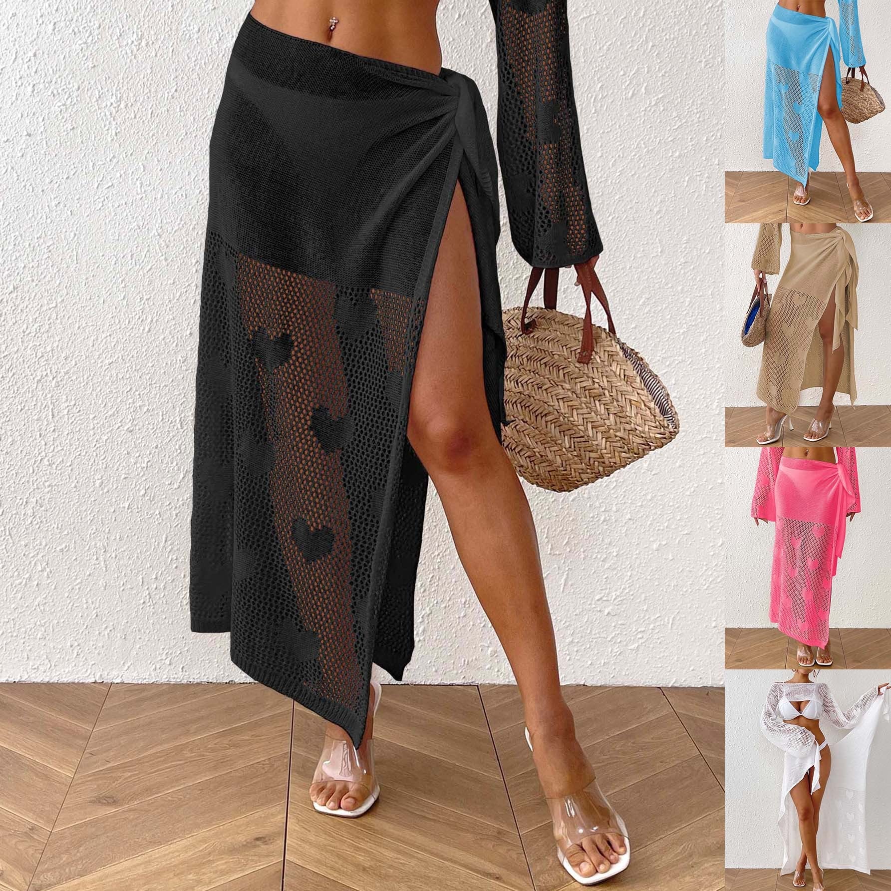 Damen transparenter Häkel-Strandsarong R&B