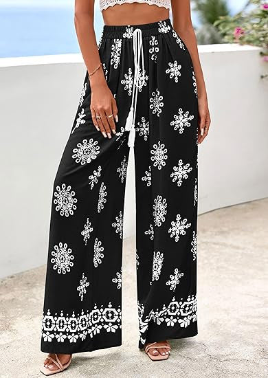 Damen weite Sommerhose mit Boho-Muster R&B