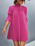Damen Feierliches Kurzarmkleid mit Stehkragen und luftigen Ärmeln R&B