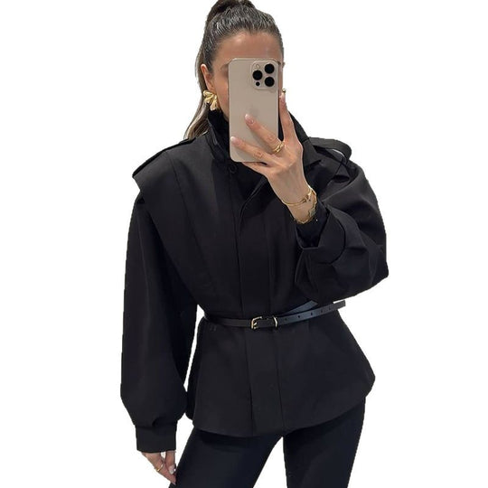 Damen modische Blazerjacke mit angeschnittenen Ärmeln und figurbetontem Schnitt R&B