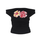 Damen Off-Shoulder Top mit floralen Applikationen R&B