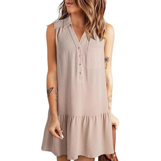 Damen Blusenkleid mit Rüschen und Taschen R&B
