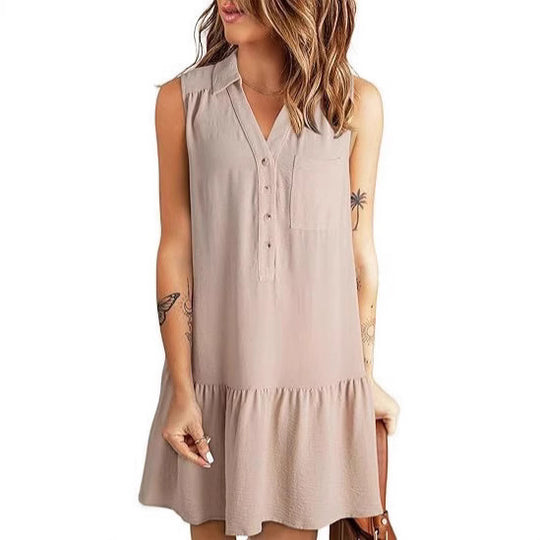 Damen Blusenkleid mit Rüschen und Taschen R&B