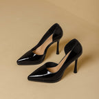 Damen elegante Stiletto-Pumps mit seitlichem Cut-Out und glänzender Oberfläche