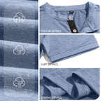 Herren nan strukturiertes Baumwoll-Henleyshirt mit kurzem Stehkragen Knopfleiste und Brusttasche R&B