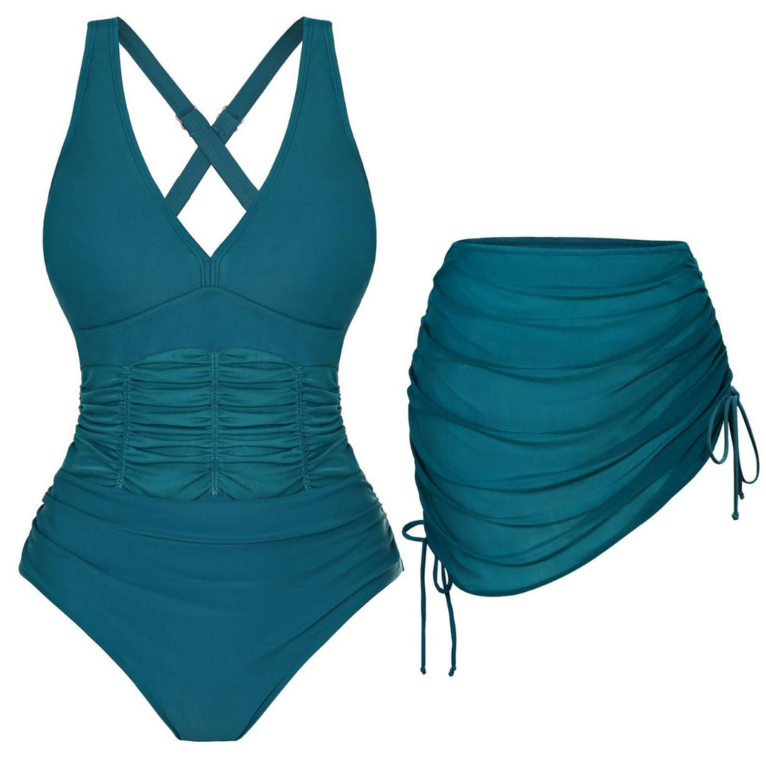 Damen Einteiliges Badeoutfit mit modischer Raffung R&B