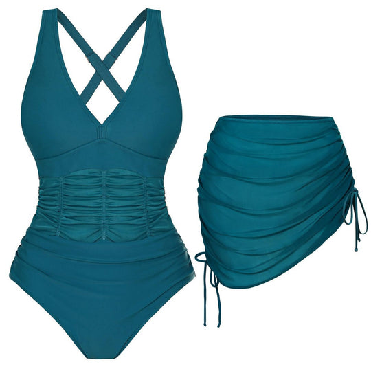 Damen Einteiliges Badeoutfit mit modischer Raffung R&B