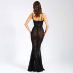 Damen Elegantes und verführerisches Spitzenkleid mit Rüschendetails R&B