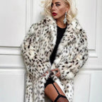 Damen Modische und warme Fleecejacke mit Leopardenmuster