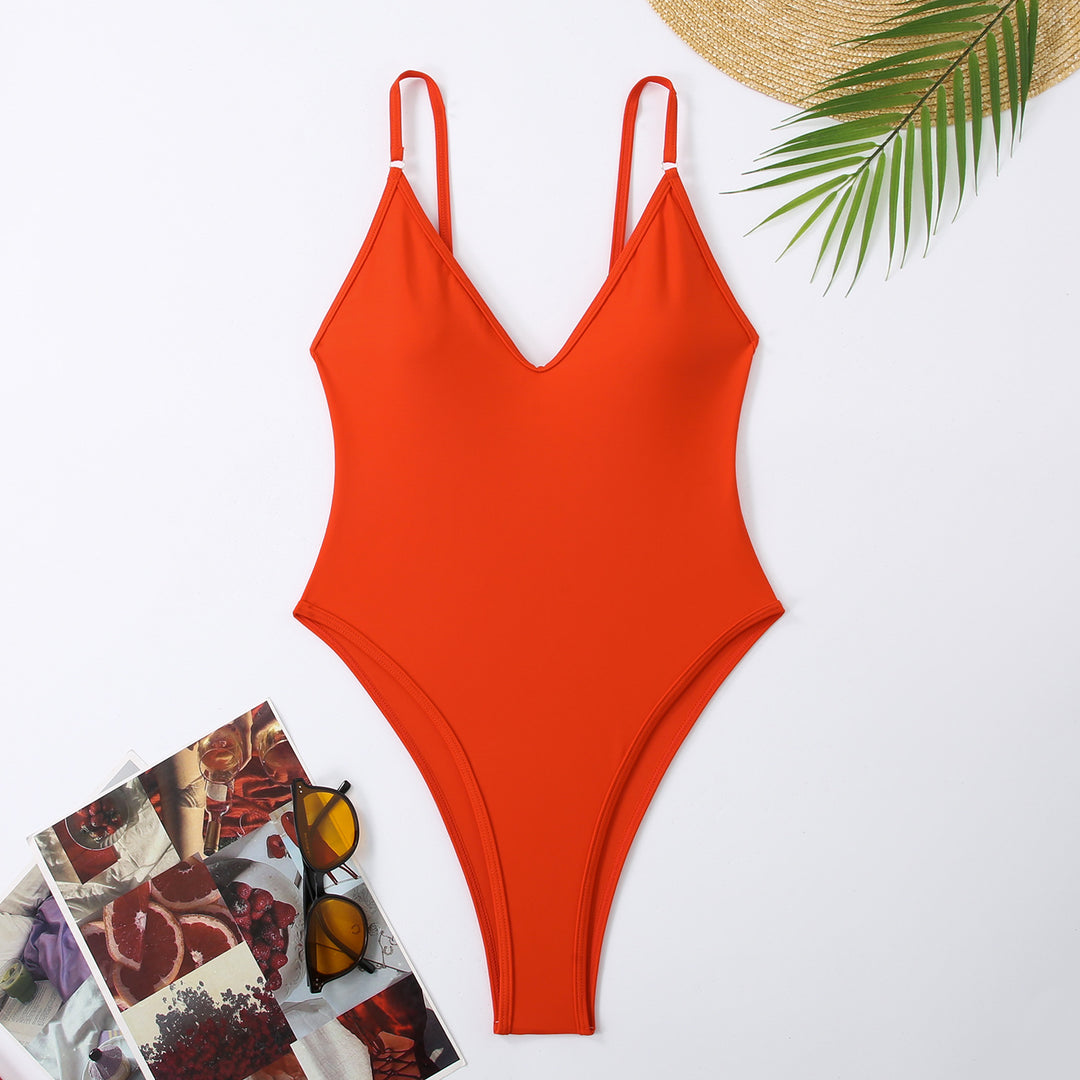 Damen Hochgeschnittener Einteiler Badeanzug R&B
