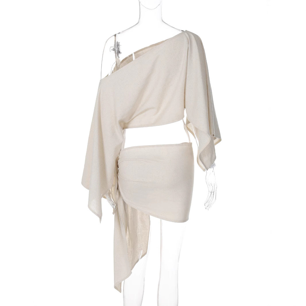 Damen Wickeloberteil mit asymmetrischem Schnitt und eleganten Ärmeln R&B