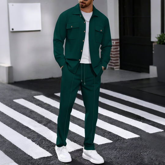 Herren modisches Freizeit-Set mit strukturierter Jacke und bequemen Hosen R&B