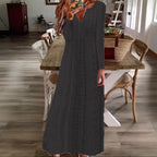 Damen Maxikleid mit filigranem Lochmuster und V-Ausschnitt R&B
