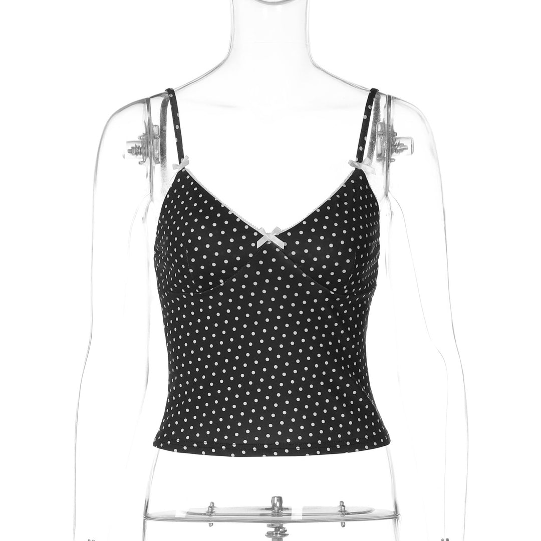 Damen Trägertop mit verspieltem Punktedesign und zarten Schleifen R&B