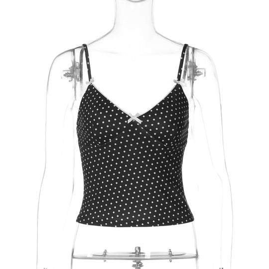 Damen Trägertop mit verspieltem Punktedesign und zarten Schleifen R&B
