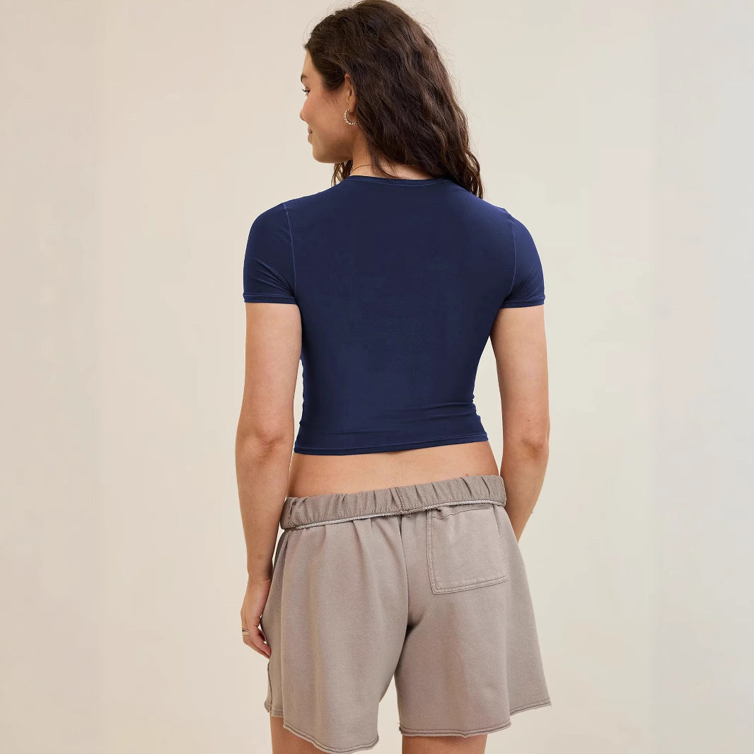 Damen Crop T-Shirt mit figurbetontem Schnitt R&B