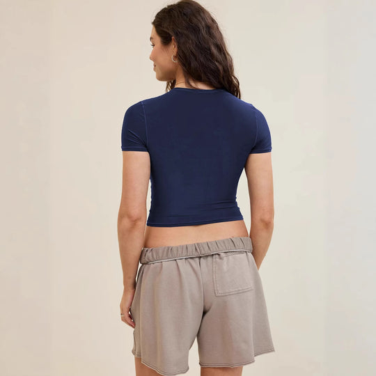 Damen Crop T-Shirt mit figurbetontem Schnitt R&B
