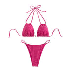Damen Triangel-Bikini mit strukturiertem Obermaterial und goldenen Akzenten