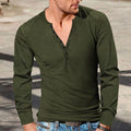 Herren Langarm-Henley-Shirt mit strukturierter Oberfläche und modischer Knopfleiste R&B