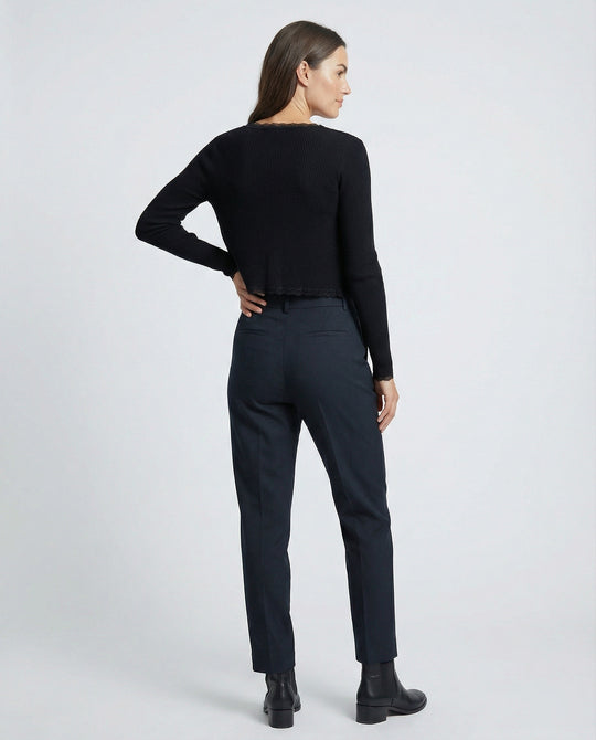 Damen feines geripptes Strick-Set mit Kurzcardigan, Spitzenbesatz-Cami und hochtaillierter Leggings R&B