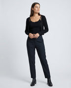 Damen feines geripptes Strick-Set mit Kurzcardigan, Spitzenbesatz-Cami und hochtaillierter Leggings R&B