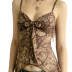 Damen luftiges und elegantes Spaghetti-Trägertop mit floralem Muster R&B